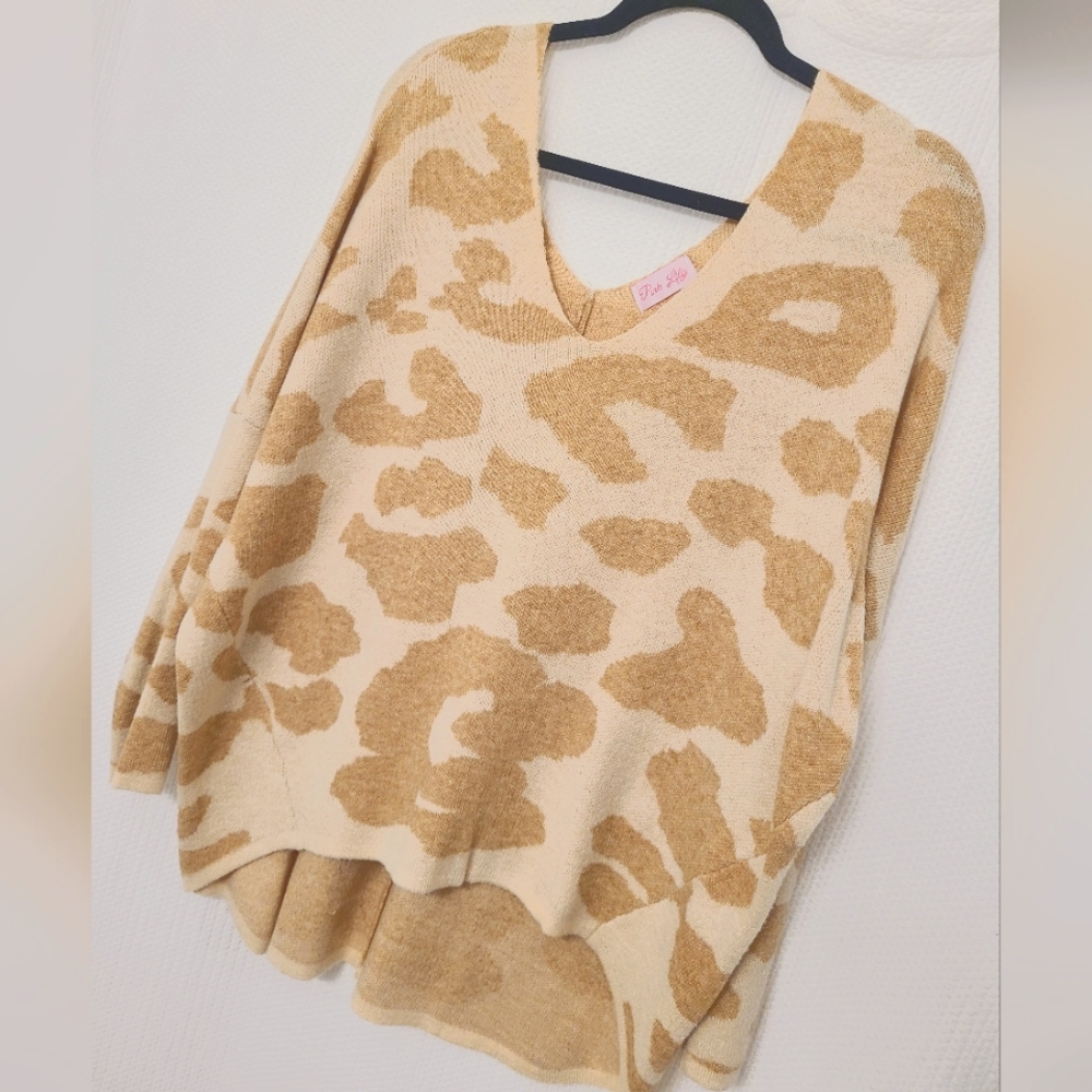 Pink lily animal print sweater
